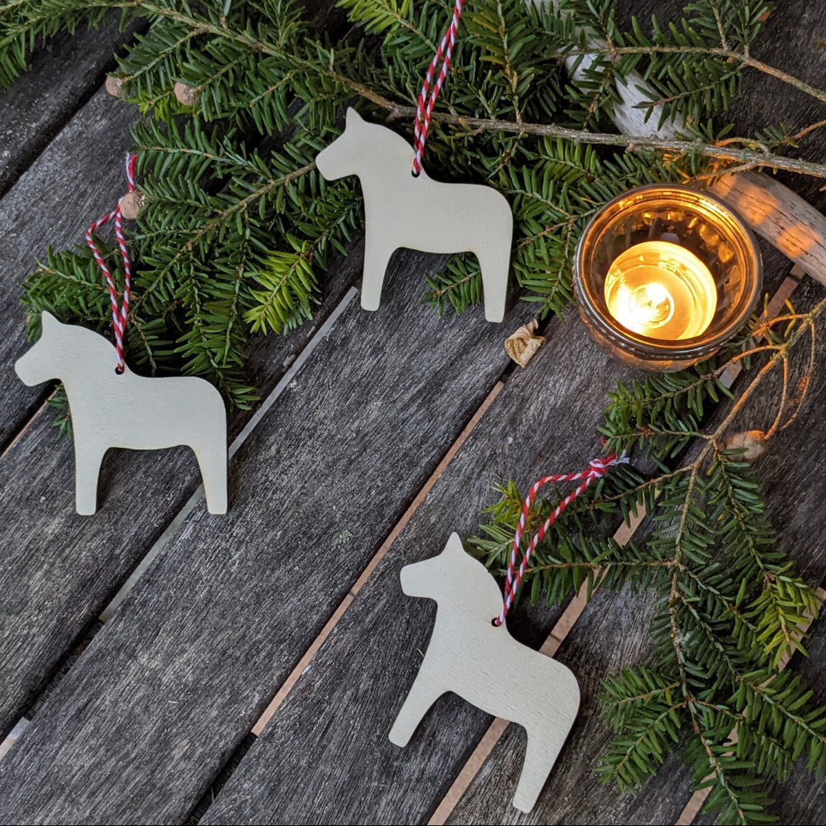 Anhänger Pferd 10 Stück aus Holz Dalarna Pferd