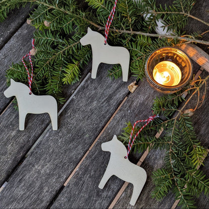 Anhänger Pferd 10 Stück aus Holz Dalarna Pferd