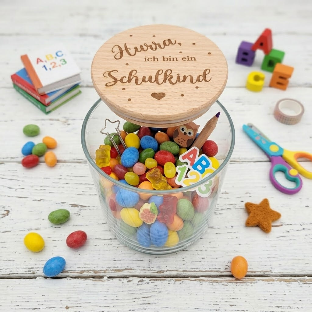 Vorratsglas Einschulung Schulkind Einschulungsgeschenk Glas