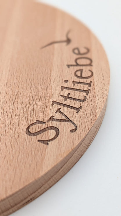 Brett rund Sylt Insel Möwe Frühstücksbrett Schneidebrett mit Griff