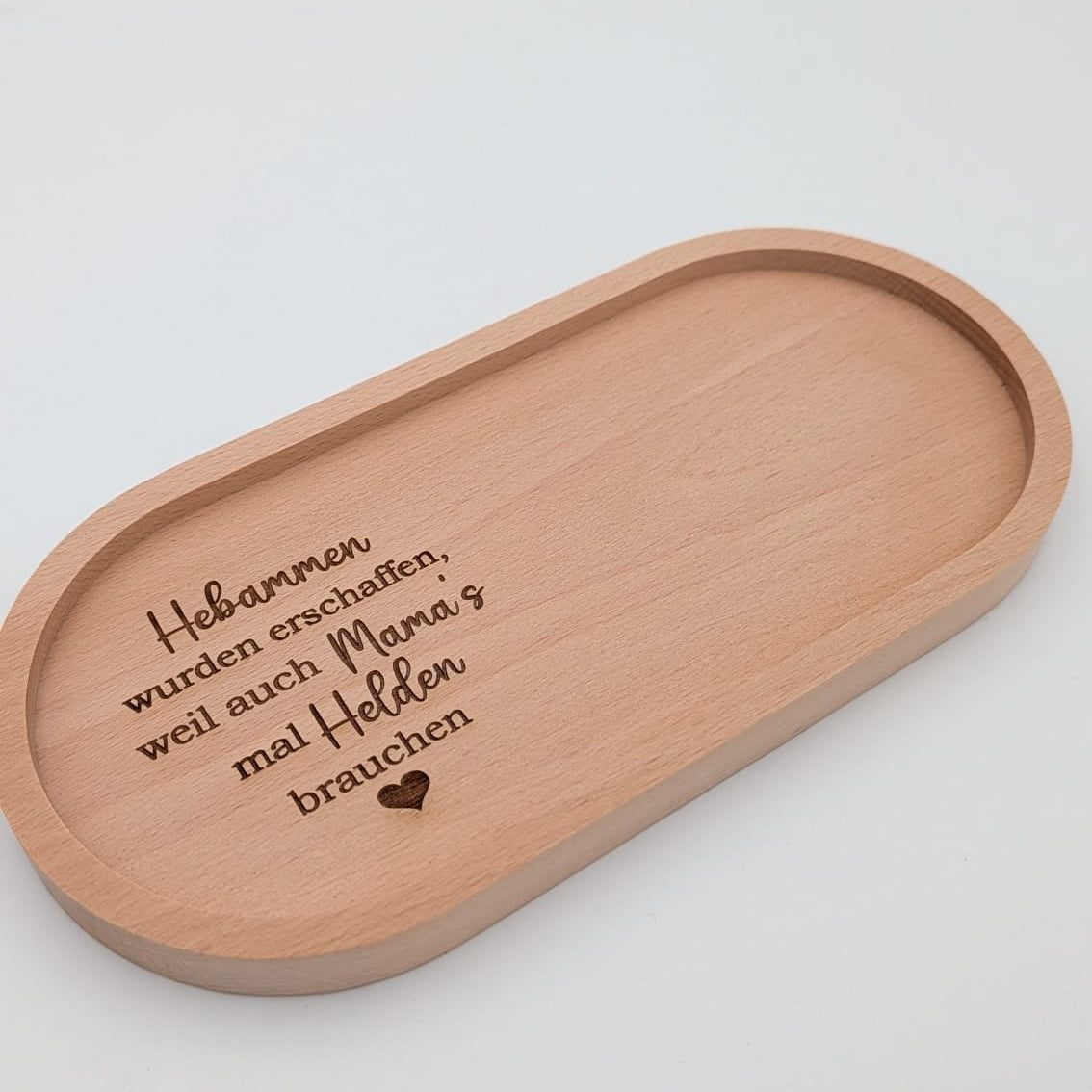 Holztablett Hebamme Helden Serviertablett oval Dekotablett