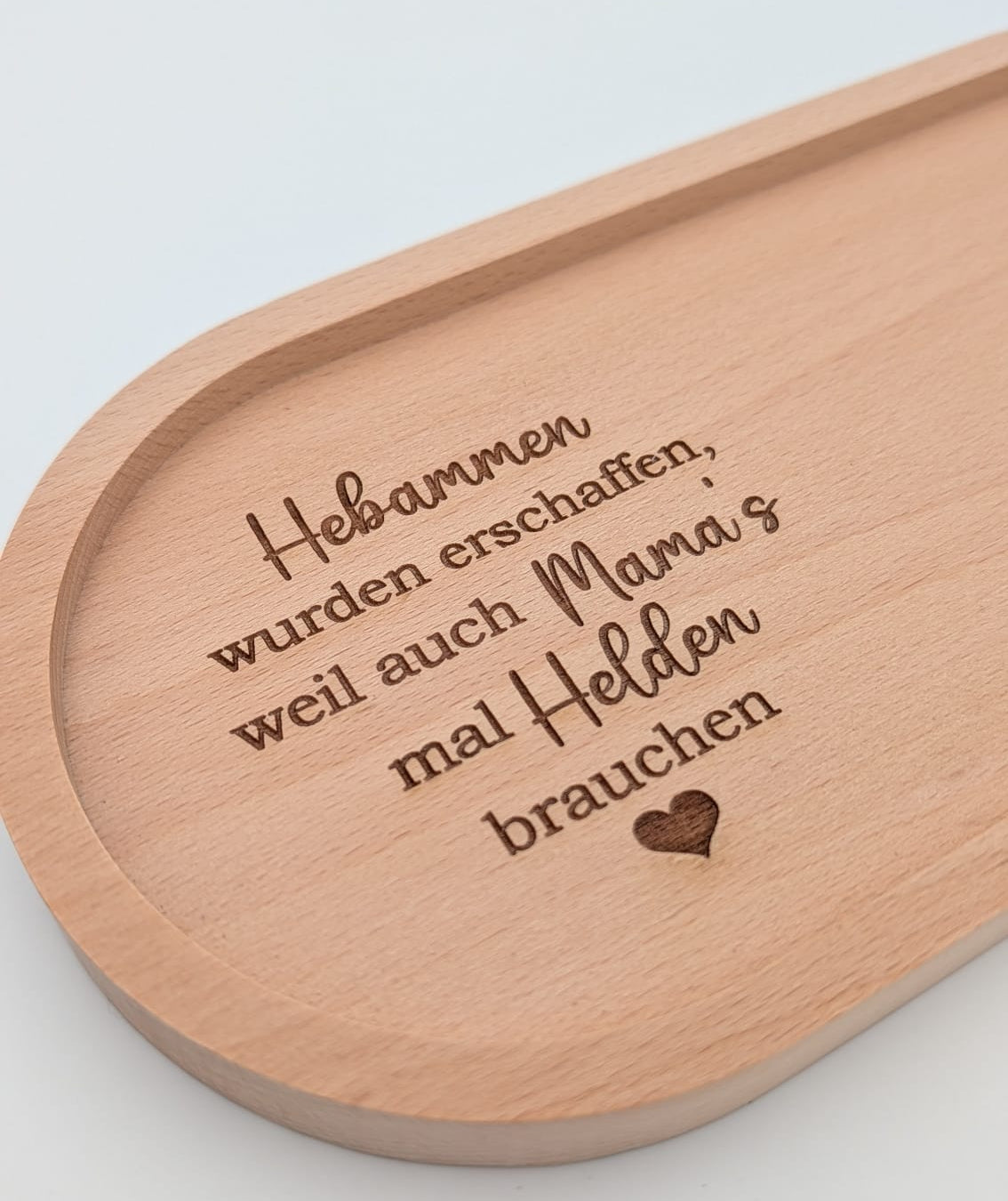 Holztablett Hebamme Helden Serviertablett oval Dekotablett