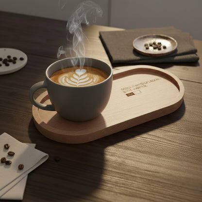 Holztablett "Geduld wird geladen..." oval Bucheholz