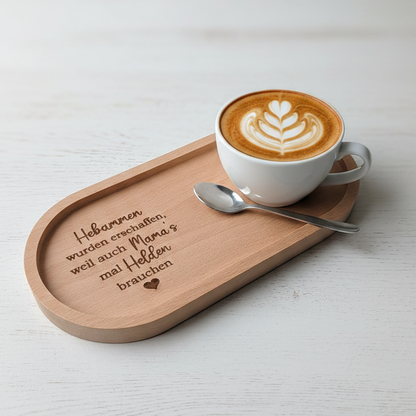 Holztablett Hebamme Helden Serviertablett oval Dekotablett