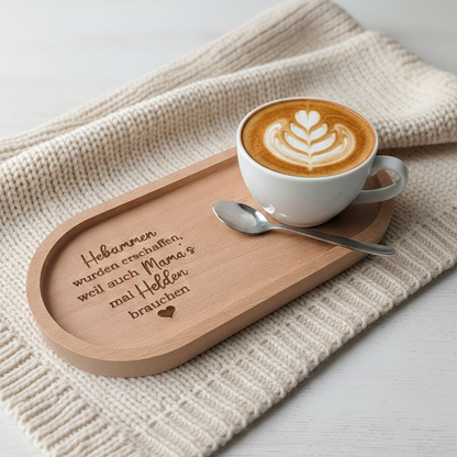Holztablett Hebamme Helden Serviertablett oval Dekotablett