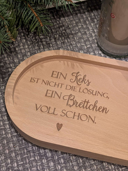 SPECIAL ♥ Holztablett Keks + Glas gratis dazu