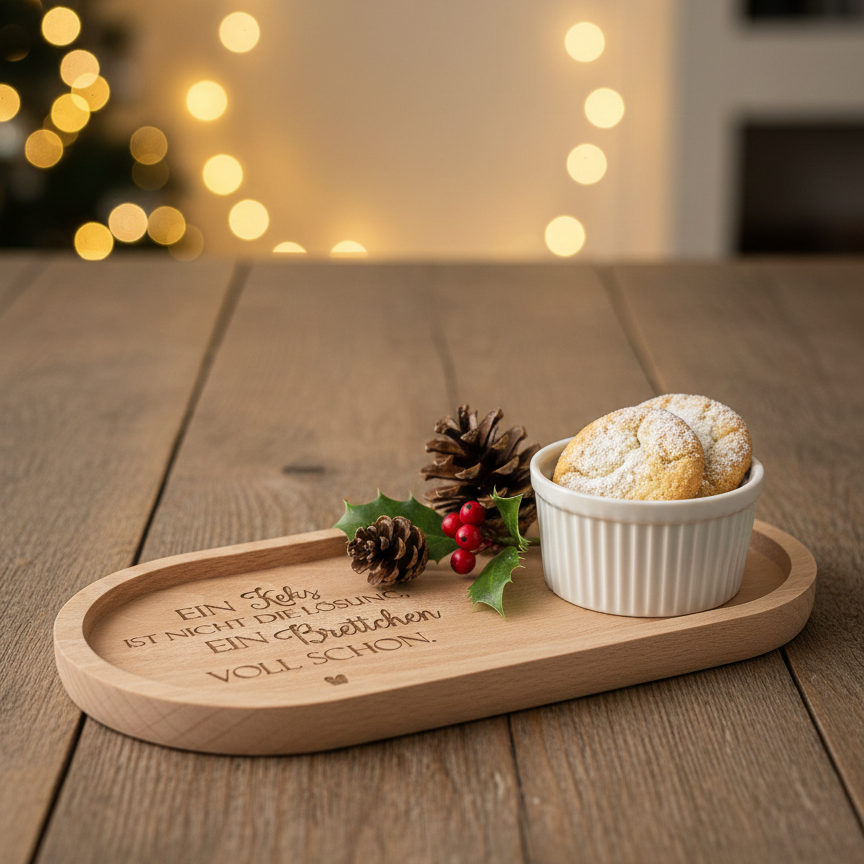 Holztablett oval Ein Keks..