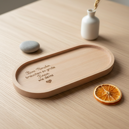 Holztablett Oval Kleine Menschen...