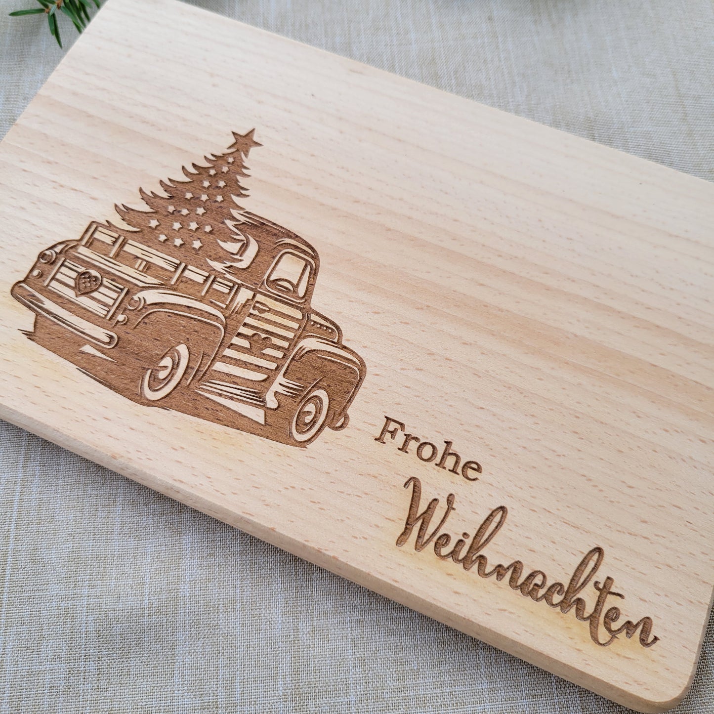 Frühstücksbrettchen Weihnachten Auto mit Tannenbaum