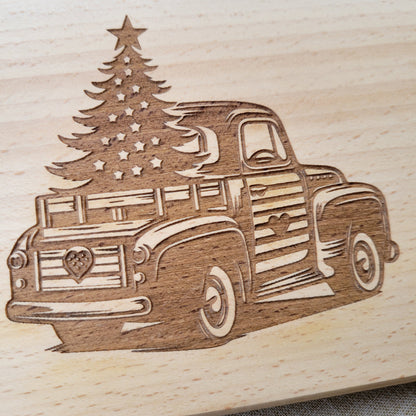 Frühstücksbrettchen Weihnachten Auto mit Tannenbaum