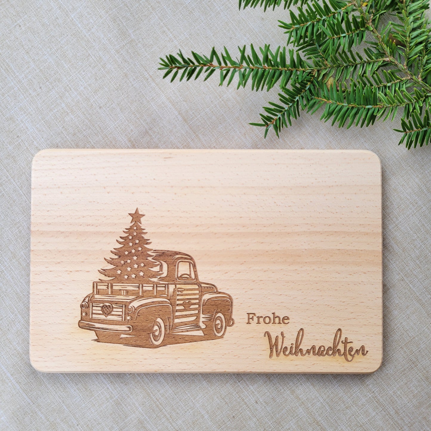 Frühstücksbrettchen Weihnachten Auto mit Tannenbaum