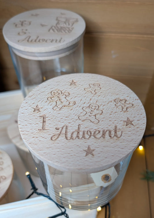 Adventskalender Glas mit Gravur 4er Set