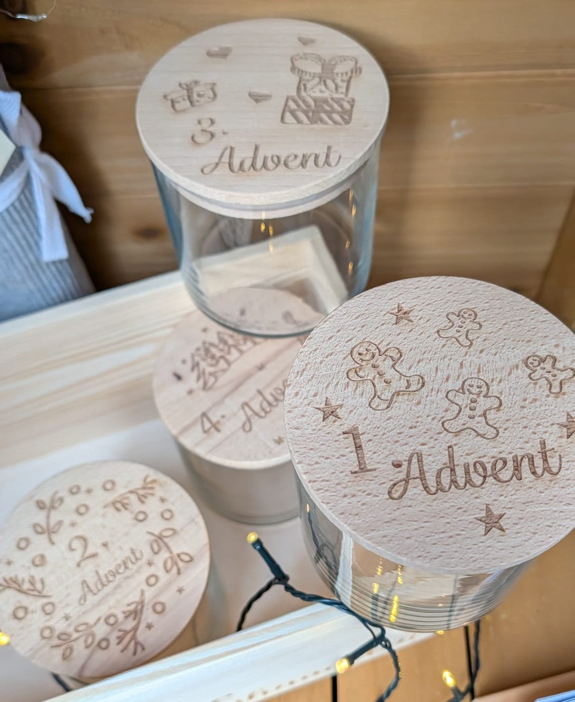 Adventskalender Glas mit Gravur 4er Set