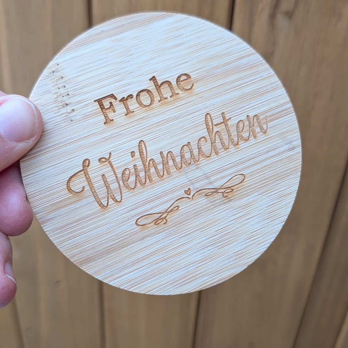 Untersetzer Bambus Holz Frohe Weihnachten