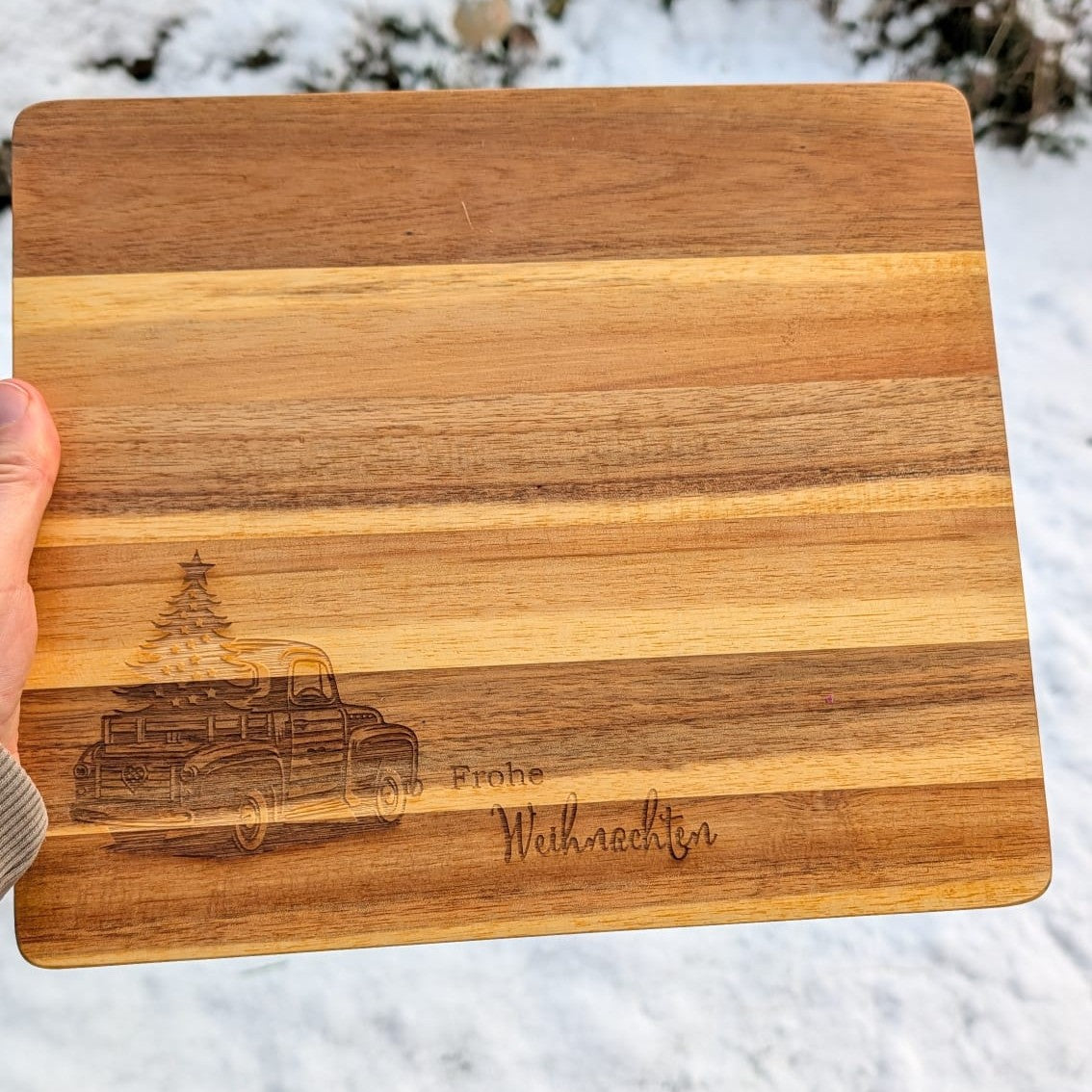 Schneidebrett Frohe Weihnachten Akazie