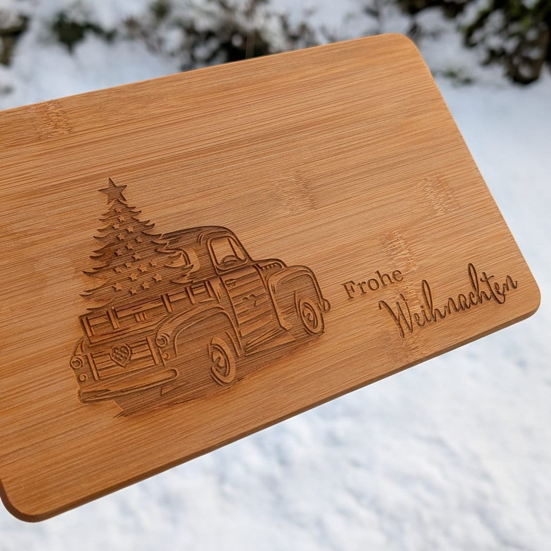 Frühstücksbrett Auto Frohe Weihnachten