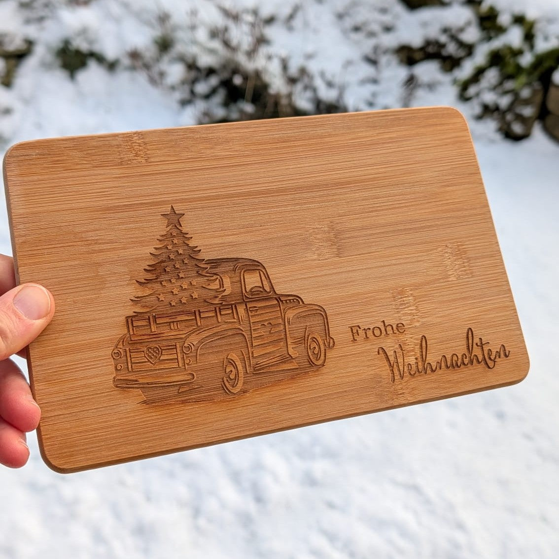 Frühstücksbrett Auto Frohe Weihnachten