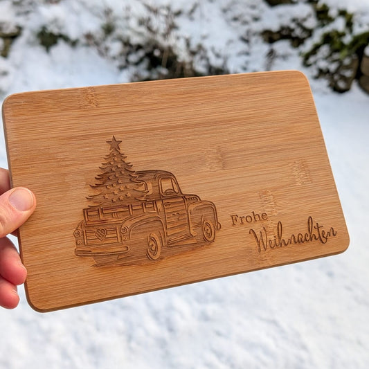 Frühstücksbrett Auto Frohe Weihnachten