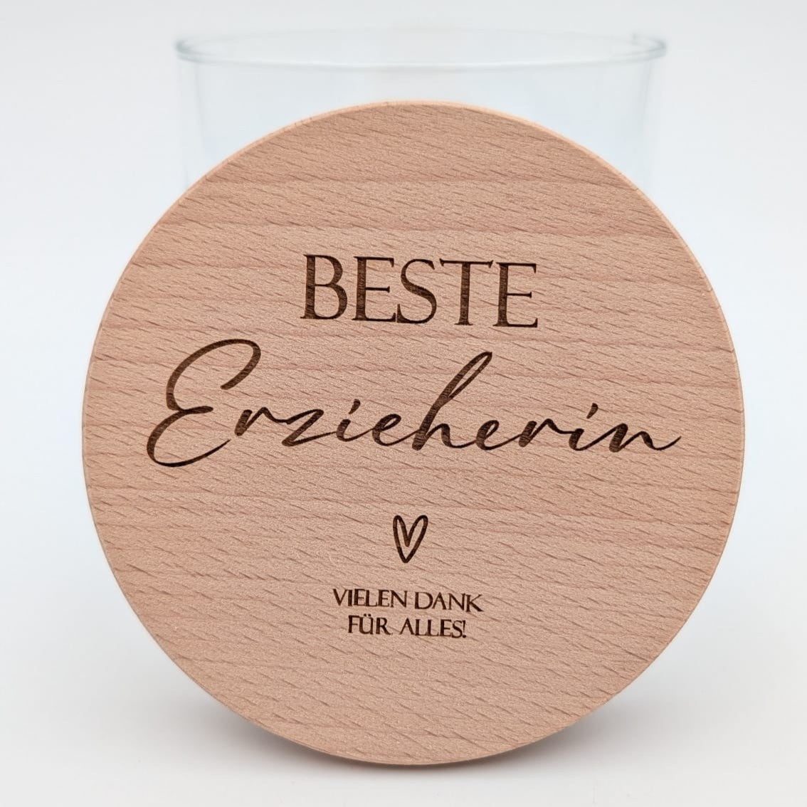 Beste Erzieherin Geschenk personalisiert Vorratsglas mit Holzdeckel graviert | Abschiedsgeschenk