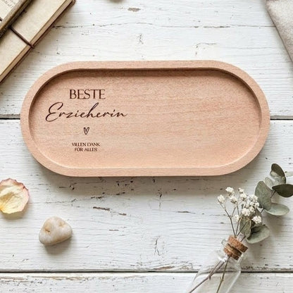 Beste Erzieherin Geschenk | Holztablett oval graviert
