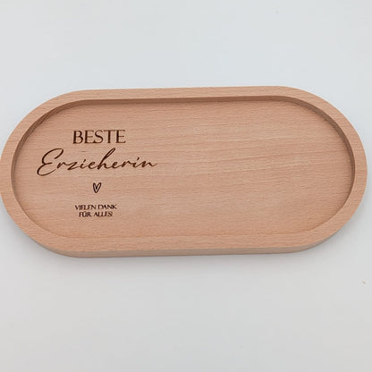 Beste Erzieherin Geschenk | Holztablett oval graviert