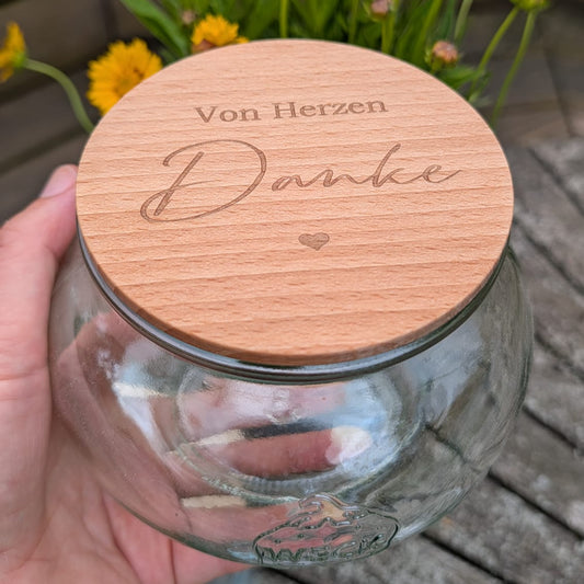 Vorratsglas Von Herzen Danke - Dankeschön Geschenk Abschiedsgeschenk bauchig