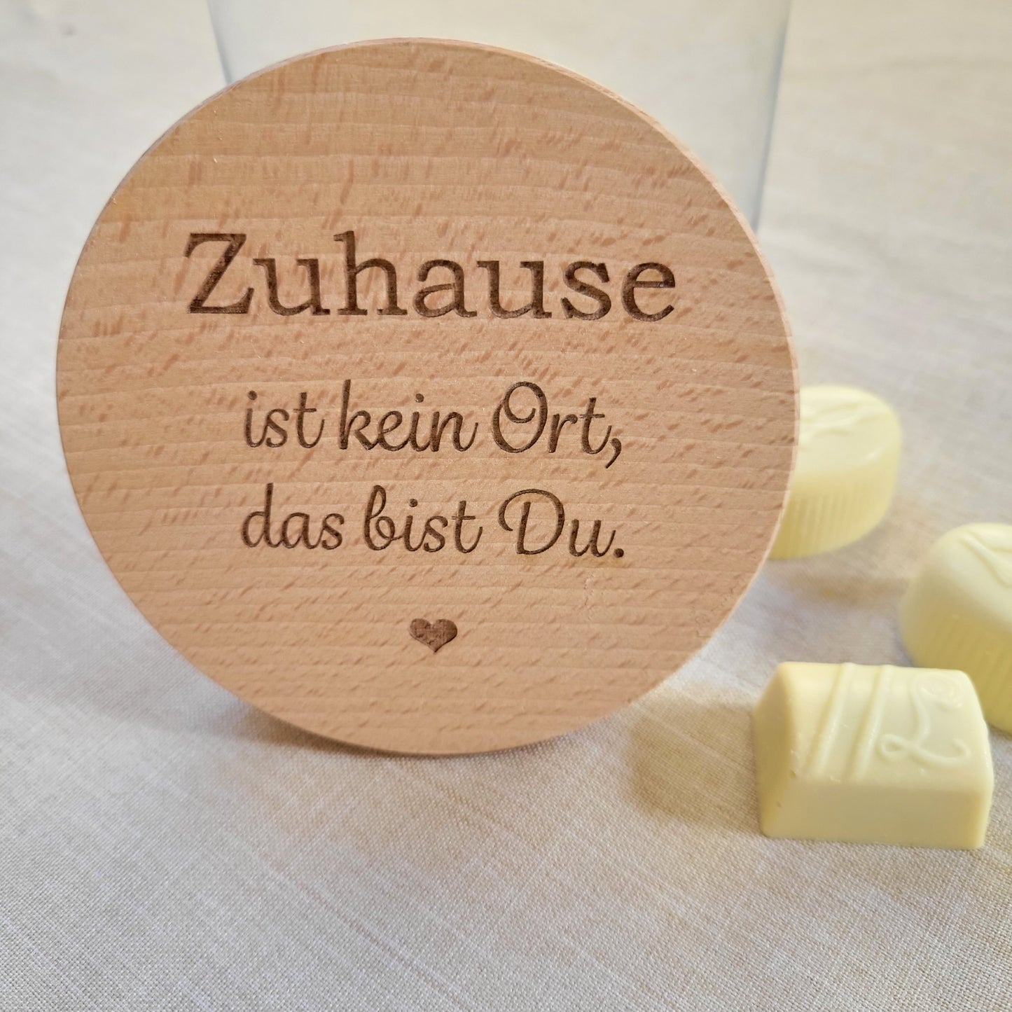 Vorratsglas Zuhause Glas mit Holzdeckel graviert