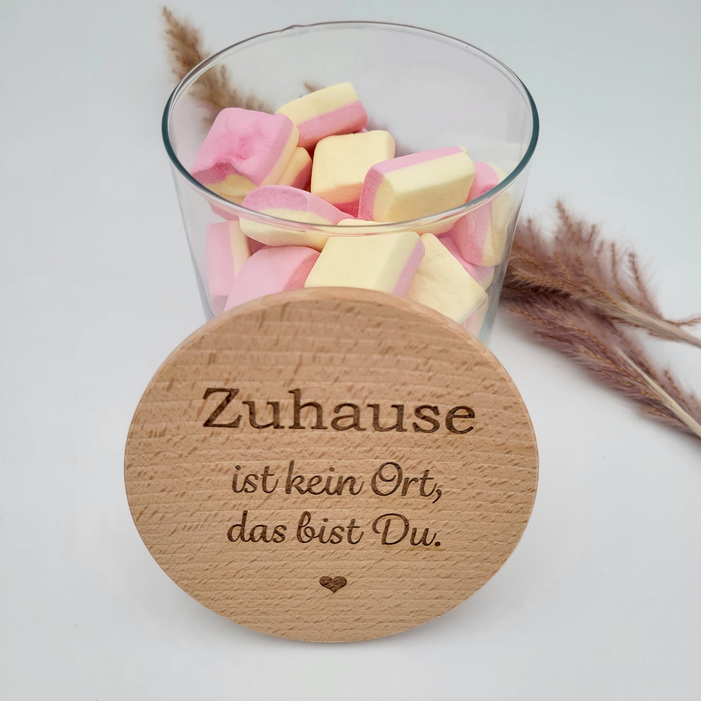 Vorratsglas Zuhause Glas mit Holzdeckel graviert