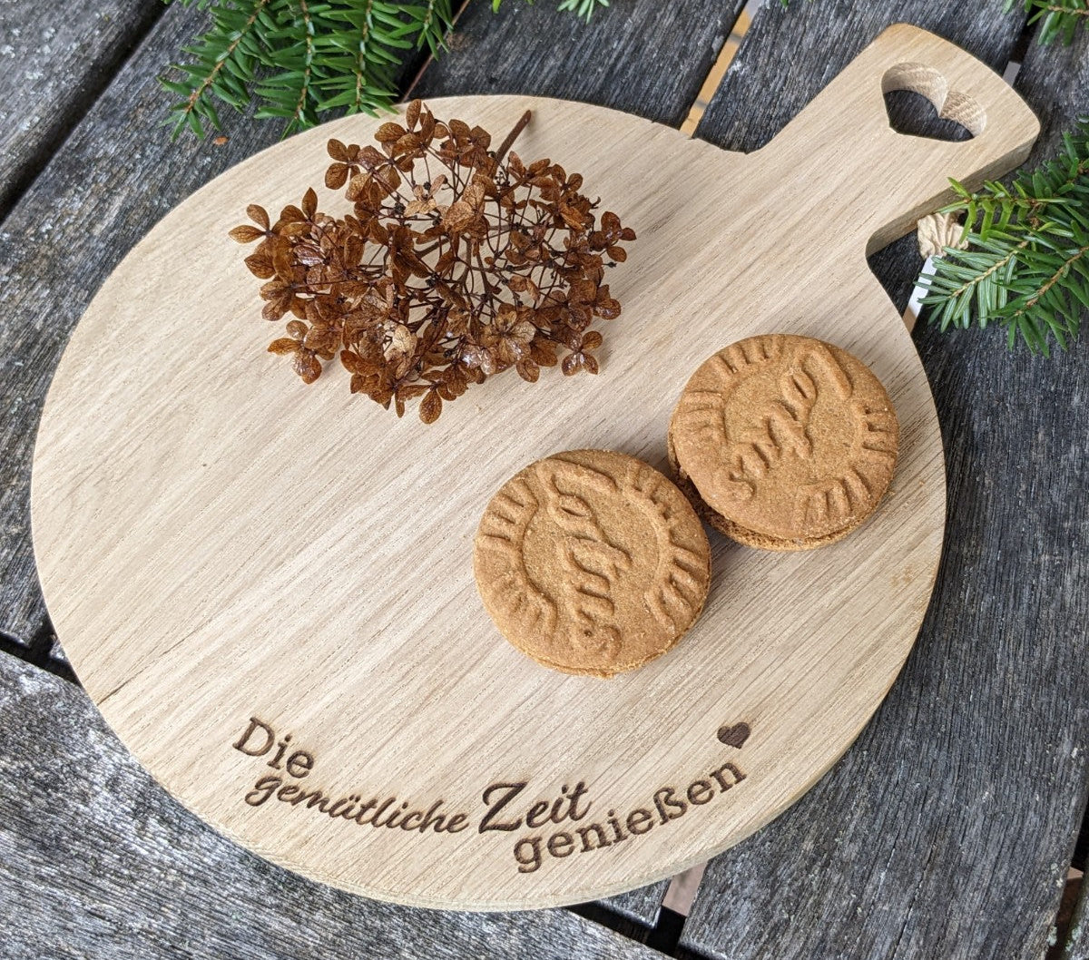 Brettchen rund mit Griff Weihnachten | die gemütliche Zeit genießen